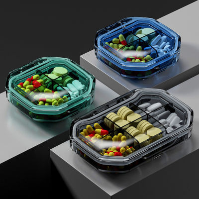 4/6 Grids Pill Box Storage Case Jewelry 4/6 Grids Portable Pill Case Container Mini Medicine Organizer With Seal Ring