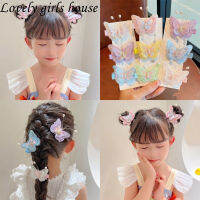 【♡Lovely girls house♡】2ชิ้น/เซ็ตเด็กผีเสื้อกิ๊บชุดสาวหวานโบว์ Duckbill คลิป H Airpins Perfectqueen