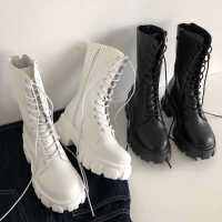 Womens Leather Boots 2023 Autumn Winter Hot Sale Zipper Platform Fashion Concise Sexy Mature Solid Colors Martine Boots Shoes