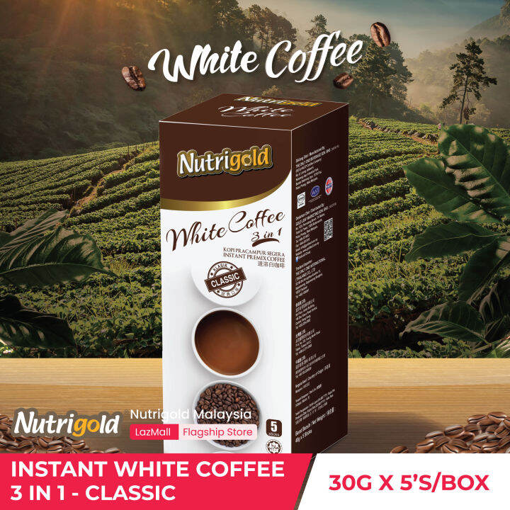 NUTRIGOLD Instant White Coffee 3 in 1 - Classic (30g x 5 sticks / Box ...