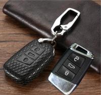 ☫℡ Car Leather Key Case Holder For VW Tiguan Bora Golf 7 Passat B8 Caddy Seat Altea Ibiza For Skoda Octavia A5 A7 Kodiaq Yeti