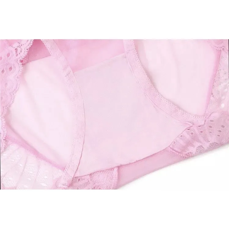 OSQ Sexy Women Underwear Comfortable Ice Silk Lace Cotton Panty