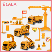 ELALA Toy Bộ Xe Kỹ Thuật, Mô Hình Đồ Chơi Cần Cẩu Kéo Lùi Giáo Dục Cho Trẻ Em Quà Tặng