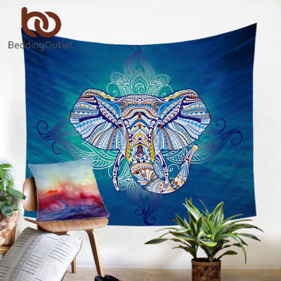BeddingOutlet Elephant Tapestry Wall Hanging Animal Twin Hippie Tapestry Blue Boho Hippy Bohemian Home Decor 150x150cm Bedspread