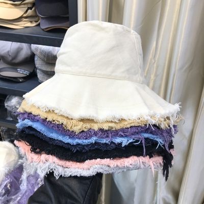 New Style Plain Cotton Women Bucket Hat Female Summer Sun Visor Simple Casual Hat Edging Basin Hat Foldable Panama Bucket Cap