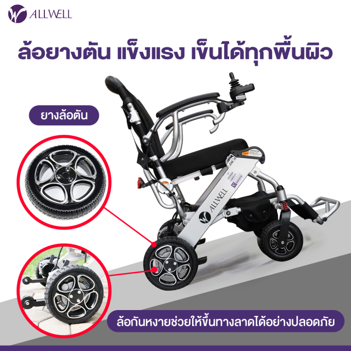 รถเข็นวีลแชร์ไฟฟ้า-allwell-รุ่น-n5513a-พับเก็บได้-ควบคุมทิศทาง-360-ํ-ด้วย-joystick