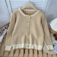 OCEANLOVE Sweaters Plaid Vintage Korean Fashion Sweet Ins Single Breasted Autumn Winter Clothes Women Warm Soft Cardigans