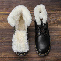 SIZE 38-49 Natural Wool Winter Boots For Men Natural Genuine Cow leather warm Men Snow Boots#YM5518