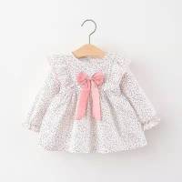 Baby girl long sleeve dressชุดเด็กผู้หญิงกระโปรงแขนยาวโบว์ชุดดอกไม้2022The New0~1~2-3ปี