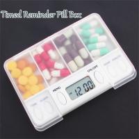 【HOT】 4 pill box medicine Timing Reminder Medicine Boxes Alarm Timer Pills Organizer Pill Drug