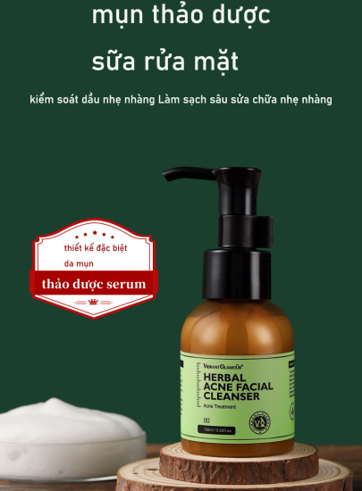 Vibrant glamour sữa rửa mặt herbal acne làm sạch sâu da dưỡng ẩm 100ml sữa - ảnh sản phẩm 4