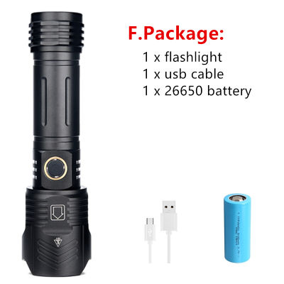 Super Bright XHP160 LED Flashlight Powerful Waterproof Torch USB Rechargeable 18650 26650 Lantern Portable Zoom Camping Light