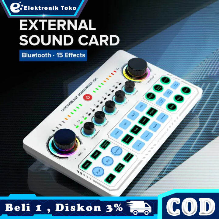 X50 Sound Card RGB Wireless Bluetooth External DJ Mixer Sound Card 16