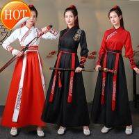 ชุดเครื่องแบบชั้นเรียนของนักเรียนคู่สไตล์จีนคอสตูมเล่นเกมลาย Hanfu โบราณ