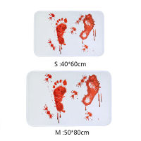 1PC Flano Doormat Blood Footprint Bathroom Floor Mat Europe Style Car Rug Water Absorption Non-slip Halloween Party Supplies