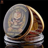 USA Military Gold Plated Coin US Army Sniper One Shoot One Kill Free Eagle Challenge Souvenirs Coins Badge Craft Gifts