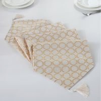 Modern Circle Table Runner Gold Silver European Tasseled Embroider Table Runners for Wedding Ho Home Dinner Table Decoration