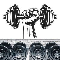 [HOT IOSWKLXWIOGH 626] Gym Club Sign Fitness Bodybuilder Sport Wall Sticker Vinyl Modern Interior Decor Dumbbells Decals Removable Mural Wallpaper S007-สติ๊กเกอร์ติดผนัง-AliExpress