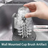 Wall Mounted Lazy Person Cup Brush Rotating Cup Brush Multifunctional Cleaning Brushing Automatic Brush 360 Degree Cleaning Tool Cleaning Tools