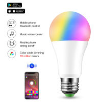 ไร้สายบลูทูธสมาร์ท LED หลอดไฟ E27เปลี่ยนสีหลอดไฟสมาร์ทบ้านแสงหรี่แสงได้ IOS Android 15วัตต์ AC 110โวลต์220โวลต์