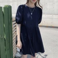 Chic Dress Woman 2022 White Solid Korean Chic Short-sleeve Loose Casual Female Dresses O-neck Street Vestidos Clothing