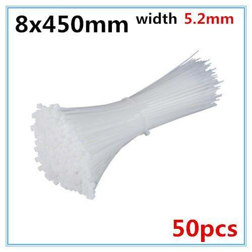 50pcs-8-x-200-250-300-350-400-450mm-white-black-milk-cable-wire-zip-ties-self-locking-nylon-cable-tie