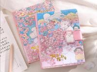 A5 Size Blossmom Sakura Notebook Cute Stationery Students Hand Account Book Color Pages Inside Pink Girls Diary Book Novelty Gif