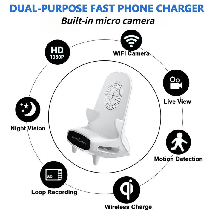 wireless-charger-กล้อง-hd-1080p-โทรศัพท์มือถืออะแดปเตอร์ถ่ายวิดีโอมุมกว้าง-night-version-กล้องวงจรปิดกล้องวิดีโอ