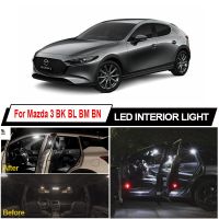 หลอดไฟรถยนต์สีขาวสำหรับ Mazda 3 BK BL BM BN 2004-2020 Canbus แผนที่ไฟ LED ตกแต่งภายในรถยนต์โดมชุดไฟป้ายทะเบียนรถกระจกเงาโต๊ะเครื่องแป้ง