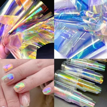 10roll CLEAR BROKEN GLASS Holographic Nail Art Foil Decoration Transfer  Sticker