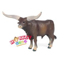 Monkey Toys - โมเดลสัตว์ Texas Longhorn วัวเท็กซัส ลองฮอร์น น้ำตาล ขนาด 12.50 CM (จากหาดใหญ่)