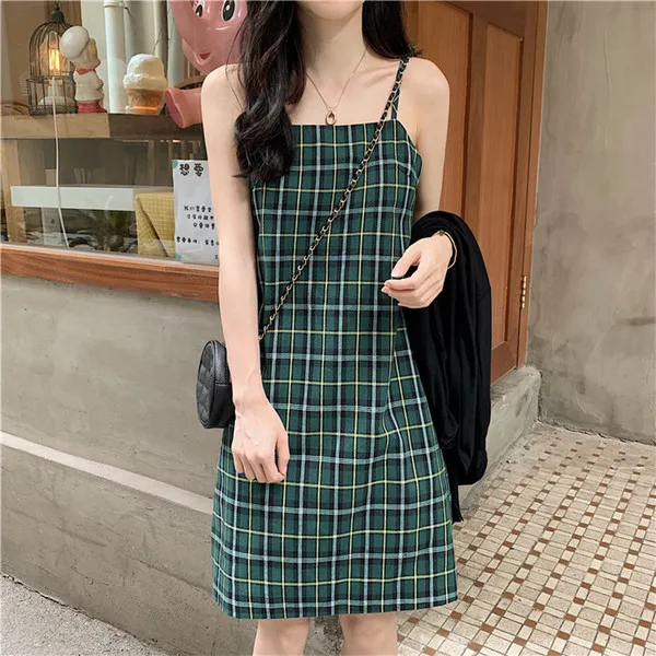 Oggshop ⚡พร้อมส่ง🚚🔥เดรสสายเดี่ยวลายสก๊อต Plaid Spaghetti Strap Dress – No Brand – 2850971497_TH-10399732363 >>> 🇹🇭 Top1Thailand 🛒 >>> lazada.co.th 🇹🇭 🇹🇭 🇹🇭🛒🛍🛒
