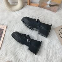 Small leather shoes thick bottom Mary Jane small leather shoes female autumn new style college style Korean version of the wild round toe r Japanese uniform jk shoes日系jk制服鞋厚底学院风玛丽珍鞋复古中跟小皮鞋女夏季薄款配裙子