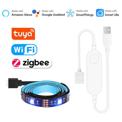 สมาร์ท Tuya Zigbee Led Strip Light Wifi USB Led Backlight Tape ไฟ RGB ทำงานร่วมกับ Alexazigbee Hubsmartthings *