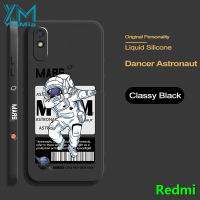 YiaMia เคสโทรศัพท์ซิลิโคนนิ่มขอบตรง,เคสโทรศัพท์แฟชั่นสำหรับ Xiaomi Redmi 9A ฝาครอบโทรศัพท์ลายนักบินอวกาศแสดงบุคลิกภาพ