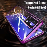 เคสโทรศัพท์กระจกเทมเปอร์ดูดซับแม่เหล็ก Realme GT Neo3สำหรับ Realme GT Neo 3 360เคสแบบพับปิดได้ฟิล์มกันรอยสองด้าน