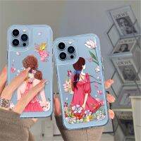 【Sell Well】FDD เคสใสสำหรับ iPhone 13Pro Max 14 12 11 Pro Mini XS XR X ซิลิโคนแข็งปกหลังดอกไม้ดอกไม้สาว F Undas