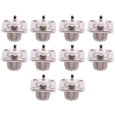 10X UHF Female SO239 Panel Chassis Mount Flange Deck Mount Solder Cup RF Connector