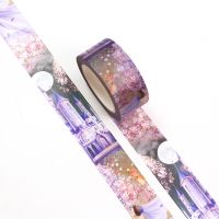 เครื่องเขียนกำบังเทปตกแต่งงานแต่งงานแบบทำมือกาว10ชิ้น/ล็อต Washi Purple Castle Journal น่ารักเทป20มม. อุปกรณ์สำหรับโรงเรียนและสำนักงานที่กว้างขึ้น