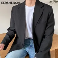 EERSHENSHI ชุดสูทผ่ากลางด้านหลังแขนยาวของผู้ชายทันสมัยเสื้อเชิ้ตมีปกแบบกระดุมแถวเดียวสองเม็ดสำหรับวัยรุ่นฤดูร้อน