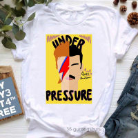 Rock Queen Band Tshirt ผู้หญิง Freddie Mercury พิมพ์ Vintage T เสื้อ Aesthetic เสื้อผ้าฤดูร้อนหญิงสีชมพู Graphic เสื้อยืด