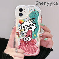 เคส Chenyyka สำหรับ iPhone 11 Pro 11 Pro Max เคสปลาดาวแพททริกลายการ์ตูนขอบคลื่นเนื้อครีมนิ่มเคสมือถือกันกระแทกแบบใสที่สร้างสรรค์เคสโปร่งใสลายกล้องถ่ายรูปซิลิกาเจลฝาครอบป้องกัน