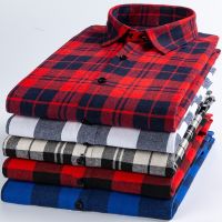 High quality cotton matte spring and autumn new plaid mens shirt with long sleeves, slim fit, business casual, and no iron