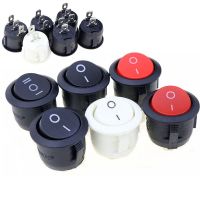 1pc 22mm Red Black White ON/OFF Round Rocker Toggle Switch 6A/250VAC 10A 125VAC Power switch cap with Plastic Push Button Switch