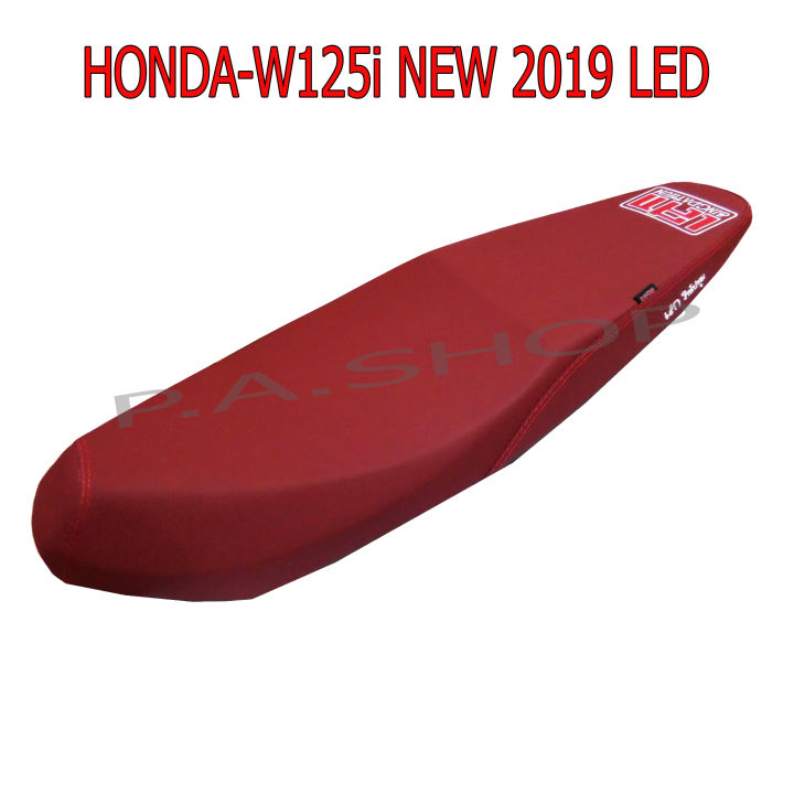 NEW เบาะแต่ง เบาะปาด เบาะรถมอเตอร์ไซด์สำหรับ HONDA-W125i NEW (ปลาวาฬ) 2019 LED  หนังด้าน ด้ายแดง สีแดง งานเสก