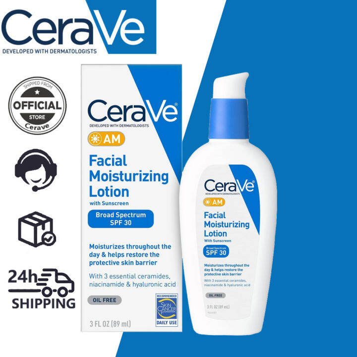 CeraVe AM/PM Facial Moisturizing Lotion with SPF30 – Oil-Free ...