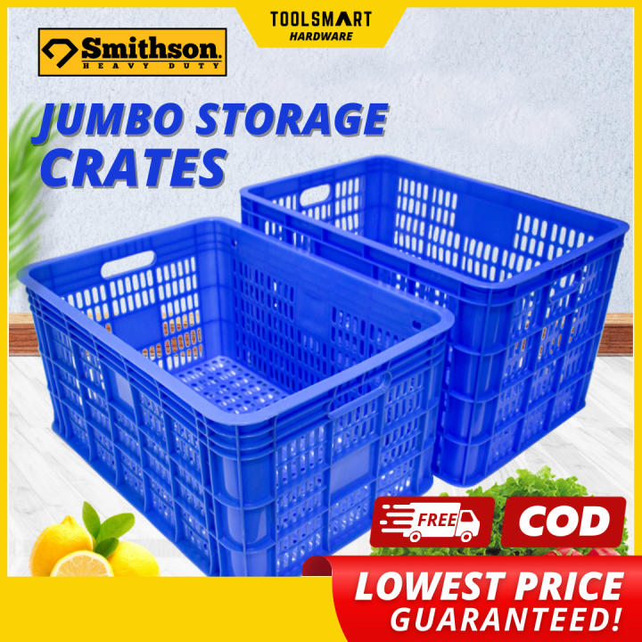 【SMITHSON】 Crates Plastic Large Heavy Duty Durable Stackable Crates ...