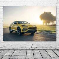 ภาพศิลปะบนผนังรถสีเหลือง Urus รถซูเปอร์คาร์ธรรมชาติแสงแดดโปสเตอร์สีน้ำมันและภาพพิมพ์ตกแต่งบ้านสมัยใหม่1ชิ้นกรอบไม้ด้านในหรือไร้กรอบ (หรืออะลูมินัมอัลลอยสีดำกรอบ)