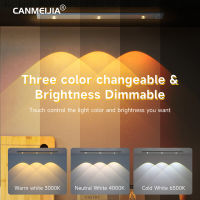 CANMEIJIA เซ็นเซอร์ตรวจจับการเคลื่อนไหวแบบหรี่แสงได้ 3 สี Cat Eye USB ไฟชาร์จ LED โคมไฟตั้งโต๊ะตู้ครัวโคมไฟตู้เสื้อผ้า