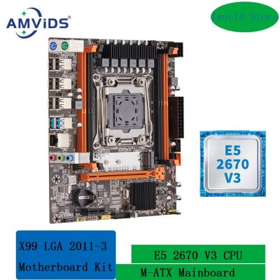 X99 LGA 2011-3 X99ชุดวงจรหลักกับ Intel Xeon E5 2670 V3 CPU DDR4ชุดคอมโบ ECC REG Memory SATA3.0เมนบอร์ด USB3.0 M-ATX